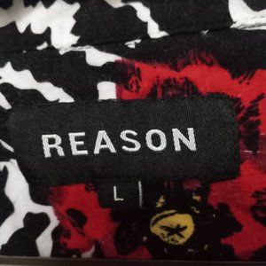 Reason Button Down Shirt red black gold Leppard
